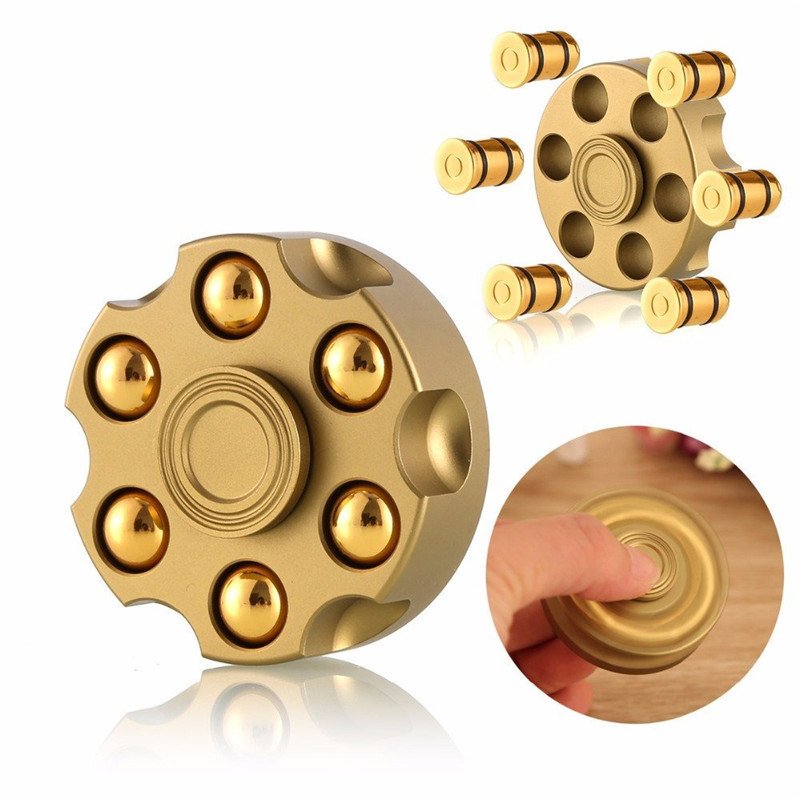 02684975-0ce1-480e-82d5-62f7963875e0.jpg Unique Brass Gun Revolver Bullet Fidget Toy Spinner Copper Hand Spinners Detachable Rotating Sensory Finger Top For Kids Adults - Image 2