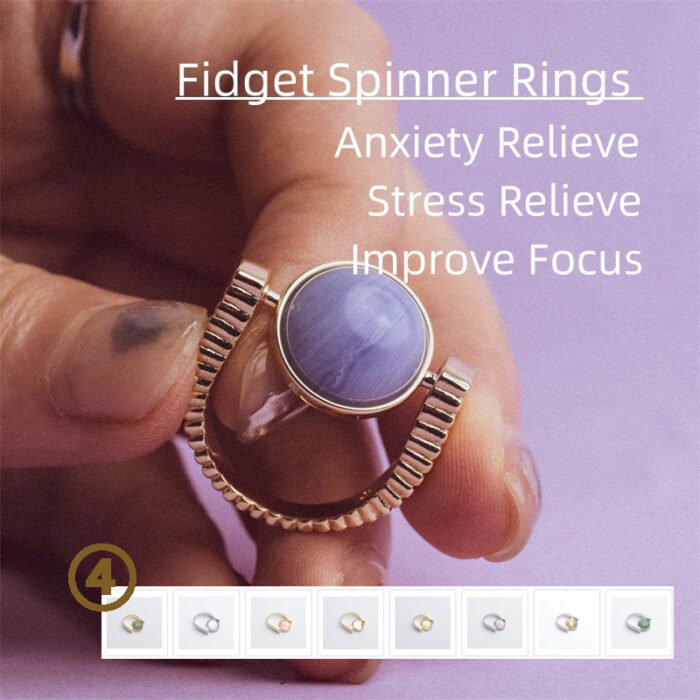 Original Fidget Spinner Rings Natural Stone Rings Replaceable Spinners For Anxiety And Stress Relief Jewelry Gifts - Image 1