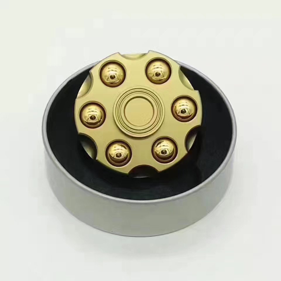7f171b83-4abf-4fbd-8190-3eaff62159cc.jpg Unique Brass Gun Revolver Bullet Fidget Toy Spinner Copper Hand Spinners Detachable Rotating Sensory Finger Top For Kids Adults - Image 7