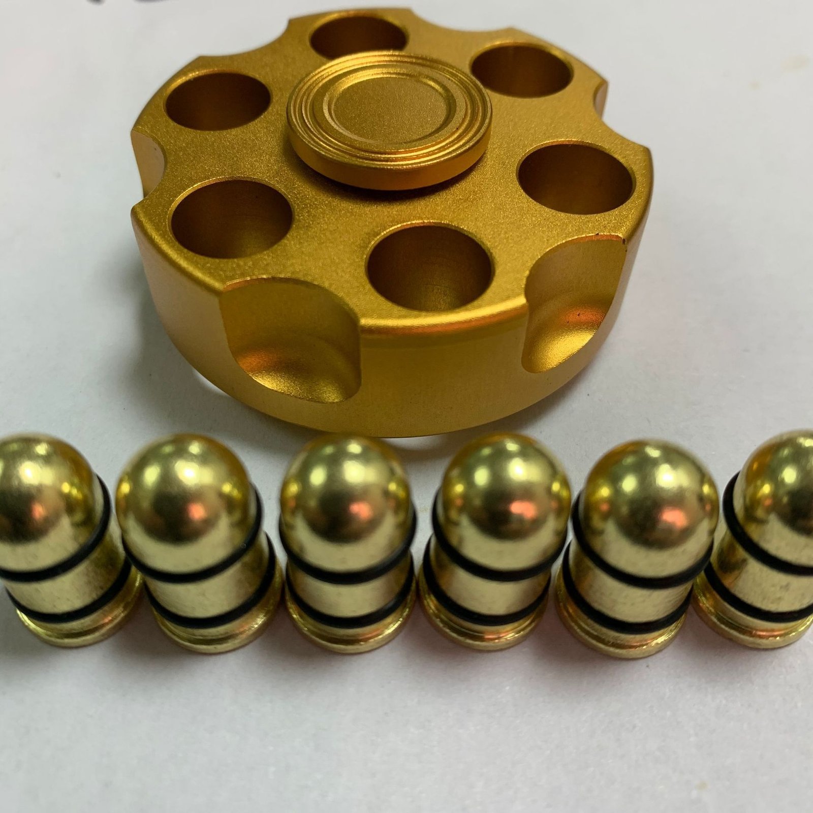 9124b8d4-96a5-46a2-94db-e28380abbc4d.jpg Unique Brass Gun Revolver Bullet Fidget Toy Spinner Copper Hand Spinners Detachable Rotating Sensory Finger Top For Kids Adults - Image 8
