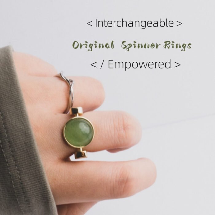 Original Fidget Spinner Rings Natural Stone Rings Replaceable Spinners For Anxiety And Stress Relief Jewelry Gifts - Image 3